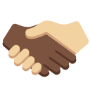Twitter (Twemoji 14.0)  🫱🏿‍🫲🏼  Handshake: Dark Skin Tone, Medium-light Skin Tone Emoji