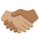 Twitter (Twemoji 14.0)  🫱🏽‍🫲🏾  Handshake: Medium Skin Tone, Medium-dark Skin Tone Emoji