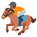 Google (Android 12L)  🏇🏾  Horse Racing: Medium-dark Skin Tone Emoji