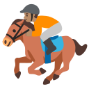 Google (Android 12L)  🏇🏽  Horse Racing: Medium Skin Tone Emoji