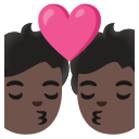 Google (Android 12L)  💏🏿  Kiss: Dark Skin Tone Emoji
