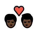OpenMoji 13.1  👨🏿‍❤️‍💋‍👨🏿  Kiss: Man, Man, Dark Skin Tone Emoji