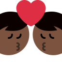 Twitter (Twemoji 14.0)  👨🏿‍❤️‍💋‍👨🏿  Kiss: Man, Man, Dark Skin Tone Emoji
