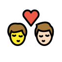OpenMoji 13.1  👨🏿‍❤️‍💋‍👨🏻  Kiss: Man, Man, Dark Skin Tone, Light Skin Tone Emoji