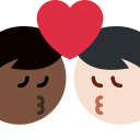 Twitter (Twemoji 14.0)  👨🏿‍❤️‍💋‍👨🏻  Kiss: Man, Man, Dark Skin Tone, Light Skin Tone Emoji