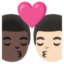 Google (Android 12L)  👨🏿‍❤️‍💋‍👨🏻  Kiss: Man, Man, Dark Skin Tone, Light Skin Tone Emoji