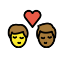OpenMoji 13.1  👨🏿‍❤️‍💋‍👨🏾  Kiss: Man, Man, Dark Skin Tone, Medium-dark Skin Tone Emoji
