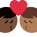 Twitter (Twemoji 14.0)  👨🏿‍❤️‍💋‍👨🏾  Kiss: Man, Man, Dark Skin Tone, Medium-dark Skin Tone Emoji