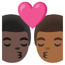 Google (Android 12L)  👨🏿‍❤️‍💋‍👨🏾  Kiss: Man, Man, Dark Skin Tone, Medium-dark Skin Tone Emoji