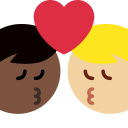 Twitter (Twemoji 14.0)  👨🏿‍❤️‍💋‍👨🏼  Kiss: Man, Man, Dark Skin Tone, Medium-light Skin Tone Emoji