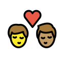 OpenMoji 13.1  👨🏿‍❤️‍💋‍👨🏽  Kiss: Man, Man, Dark Skin Tone, Medium Skin Tone Emoji