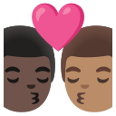 Google (Android 12L)  👨🏿‍❤️‍💋‍👨🏽  Kiss: Man, Man, Dark Skin Tone, Medium Skin Tone Emoji