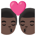 Google (Android 12L)  👨🏿‍❤️‍💋‍👨🏿  Kiss: Man, Man, Dark Skin Tone Emoji