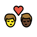OpenMoji 13.1  👨🏻‍❤️‍💋‍👨🏿  Kiss: Man, Man, Light Skin Tone, Dark Skin Tone Emoji