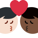 Twitter (Twemoji 14.0)  👨🏻‍❤️‍💋‍👨🏿  Kiss: Man, Man, Light Skin Tone, Dark Skin Tone Emoji