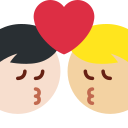 Twitter (Twemoji 14.0)  👨🏻‍❤️‍💋‍👨🏼  Kiss: Man, Man, Light Skin Tone, Medium-light Skin Tone Emoji
