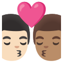 Google (Android 12L)  👨🏻‍❤️‍💋‍👨🏽  Kiss: Man, Man, Light Skin Tone, Medium Skin Tone Emoji