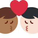 Twitter (Twemoji 14.0)  👨🏾‍❤️‍💋‍👨🏻  Kiss: Man, Man, Medium-dark Skin Tone, Light Skin Tone Emoji