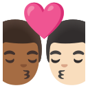 Google (Android 12L)  👨🏾‍❤️‍💋‍👨🏻  Kiss: Man, Man, Medium-dark Skin Tone, Light Skin Tone Emoji