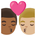 Google (Android 12L)  👨🏾‍❤️‍💋‍👨🏼  Kiss: Man, Man, Medium-dark Skin Tone, Medium-light Skin Tone Emoji