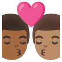 Google (Android 12L)  👨🏾‍❤️‍💋‍👨🏽  Kiss: Man, Man, Medium-dark Skin Tone, Medium Skin Tone Emoji
