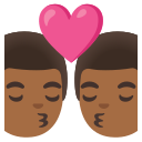 Google (Android 12L)  👨🏾‍❤️‍💋‍👨🏾  Kiss: Man, Man, Medium-dark Skin Tone Emoji