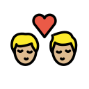 OpenMoji 13.1  👨🏼‍❤️‍💋‍👨🏼  Kiss: Man, Man, Medium-light Skin Tone Emoji