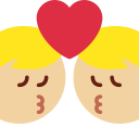 Twitter (Twemoji 14.0)  👨🏼‍❤️‍💋‍👨🏼  Kiss: Man, Man, Medium-light Skin Tone Emoji
