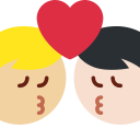 Twitter (Twemoji 14.0)  👨🏼‍❤️‍💋‍👨🏻  Kiss: Man, Man, Medium-light Skin Tone, Light Skin Tone Emoji