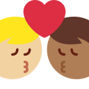 Twitter (Twemoji 14.0)  👨🏼‍❤️‍💋‍👨🏾  Kiss: Man, Man, Medium-light Skin Tone, Medium-dark Skin Tone Emoji
