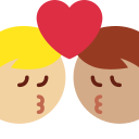 Twitter (Twemoji 14.0)  👨🏼‍❤️‍💋‍👨🏽  Kiss: Man, Man, Medium-light Skin Tone, Medium Skin Tone Emoji