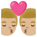 Google (Android 12L)  👨🏼‍❤️‍💋‍👨🏼  Kiss: Man, Man, Medium-light Skin Tone Emoji