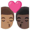 Google (Android 12L)  👨🏽‍❤️‍💋‍👨🏿  Kiss: Man, Man, Medium Skin Tone, Dark Skin Tone Emoji
