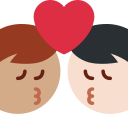 Twitter (Twemoji 14.0)  👨🏽‍❤️‍💋‍👨🏻  Kiss: Man, Man, Medium Skin Tone, Light Skin Tone Emoji