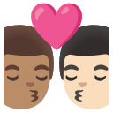 Google (Android 12L)  👨🏽‍❤️‍💋‍👨🏻  Kiss: Man, Man, Medium Skin Tone, Light Skin Tone Emoji