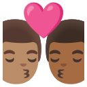Google (Android 12L)  👨🏽‍❤️‍💋‍👨🏾  Kiss: Man, Man, Medium Skin Tone, Medium-dark Skin Tone Emoji
