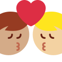 Twitter (Twemoji 14.0)  👨🏽‍❤️‍💋‍👨🏼  Kiss: Man, Man, Medium Skin Tone, Medium-light Skin Tone Emoji