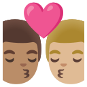 Google (Android 12L)  👨🏽‍❤️‍💋‍👨🏼  Kiss: Man, Man, Medium Skin Tone, Medium-light Skin Tone Emoji