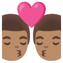 Google (Android 12L)  👨🏽‍❤️‍💋‍👨🏽  Kiss: Man, Man, Medium Skin Tone Emoji