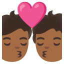 Google (Android 12L)  💏🏾  Kiss: Medium-Dark Skin Tone Emoji