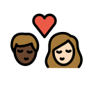 OpenMoji 13.1  🧑🏿‍❤️‍💋‍🧑🏻  Kiss: Person, Person, Dark Skin Tone, Light Skin Tone Emoji
