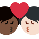 Twitter (Twemoji 14.0)  🧑🏿‍❤️‍💋‍🧑🏻  Kiss: Person, Person, Dark Skin Tone, Light Skin Tone Emoji
