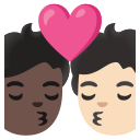 Google (Android 12L)  🧑🏿‍❤️‍💋‍🧑🏻  Kiss: Person, Person, Dark Skin Tone, Light Skin Tone Emoji