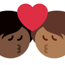 Twitter (Twemoji 14.0)  🧑🏿‍❤️‍💋‍🧑🏾  Kiss: Person, Person, Dark Skin Tone, Medium-dark Skin Tone Emoji
