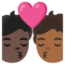 Google (Android 12L)  🧑🏿‍❤️‍💋‍🧑🏾  Kiss: Person, Person, Dark Skin Tone, Medium-dark Skin Tone Emoji
