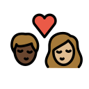 OpenMoji 13.1  🧑🏿‍❤️‍💋‍🧑🏼  Kiss: Person, Person, Dark Skin Tone, Medium-light Skin Tone Emoji
