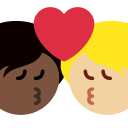 Twitter (Twemoji 14.0)  🧑🏿‍❤️‍💋‍🧑🏼  Kiss: Person, Person, Dark Skin Tone, Medium-light Skin Tone Emoji