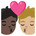 Google (Android 12L)  🧑🏿‍❤️‍💋‍🧑🏼  Kiss: Person, Person, Dark Skin Tone, Medium-light Skin Tone Emoji