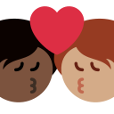 Twitter (Twemoji 14.0)  🧑🏿‍❤️‍💋‍🧑🏽  Kiss: Person, Person, Dark Skin Tone, Medium Skin Tone Emoji