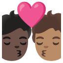 Google (Android 12L)  🧑🏿‍❤️‍💋‍🧑🏽  Kiss: Person, Person, Dark Skin Tone, Medium Skin Tone Emoji